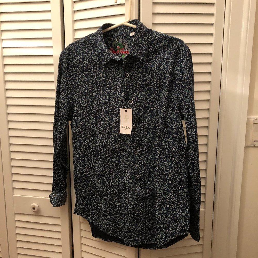 Robert Graham blue green Print Shirt, small print